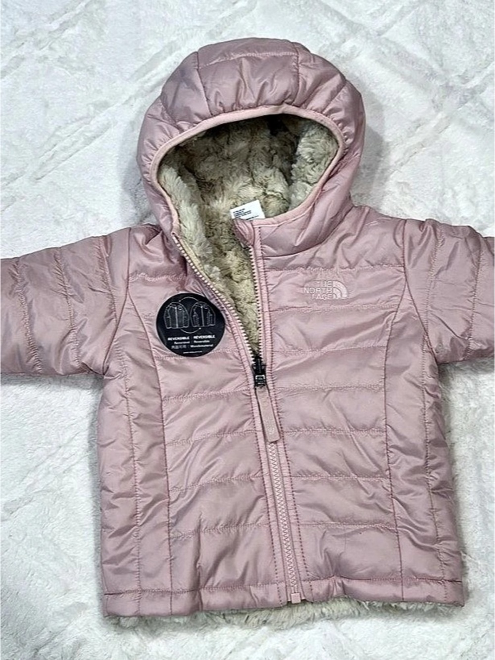The North Face Infant Reversible Mossbud Swirl Hooded Jacket Pink
